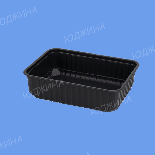 Контейнер  500мл 132*186*35  прямоугольный низкий черный Упакс-Юнити  (500шт/100)