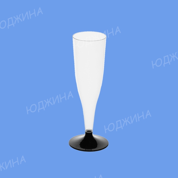 Бокал д/шампанского "Флюте" на черной ножке 100-180мл прозрачный / 6шт*75уп/ (450шт)
