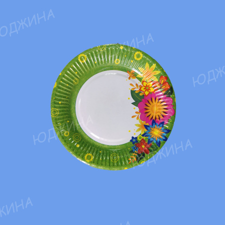 Тарелка бумажная д.230мм  " Летний букет" (10уп.*50шт)