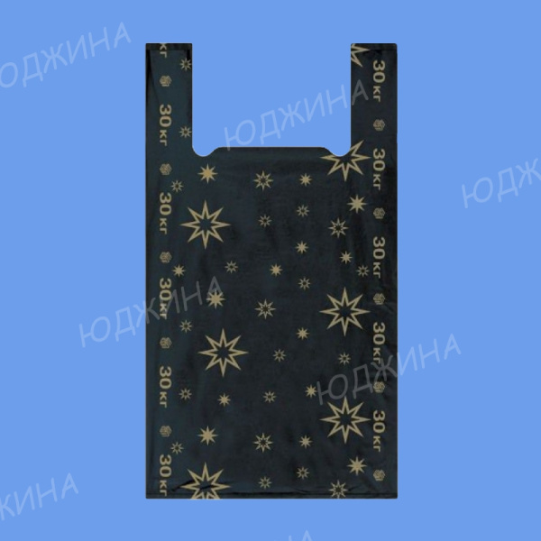 Пакет майка 38*62  "ЗВЕЗДА"  Черная 11,5гр  (1000шт)