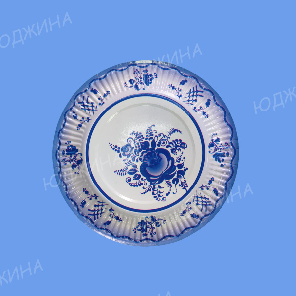 Тарелка бумажная д.180мм "Гжель" (50шт*14уп)